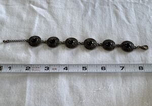 BRASS BRACELET IN TRIBAL ETHNIC LOOK WITH BLACK ONYX
